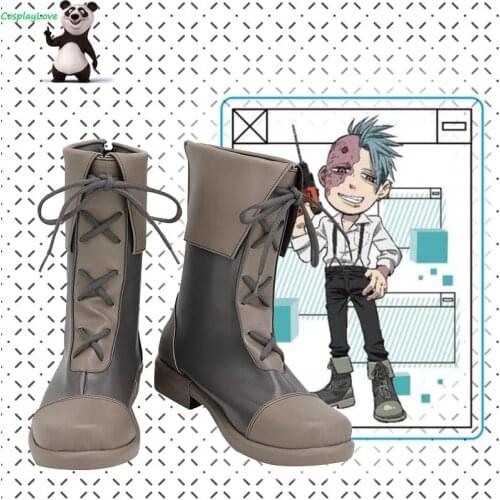 ID:INVADED Fukuda Tamotsu Brown Shoes Cosplay Long Boots Leather Custom Made