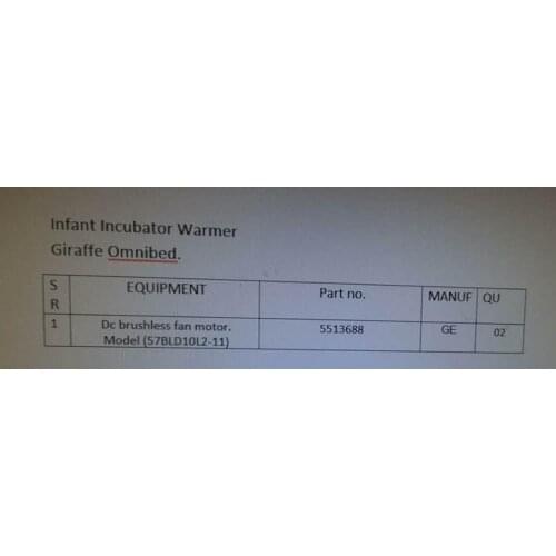 GE Giraffe omnibed Infant incubator warmer DC brushless fan motor model (57BLD10L2-11)PN:5513688,new,original