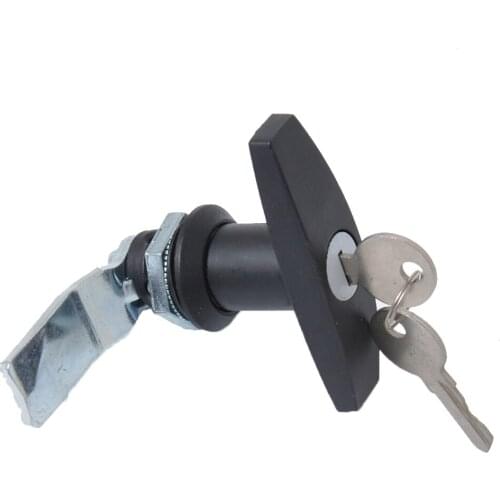 Keyed T-Handle,Shed Door Opener Handle Lock Hardware w/ 2 Keys for Trailer Caravan Canopy Toolbox Cabinet (Black)