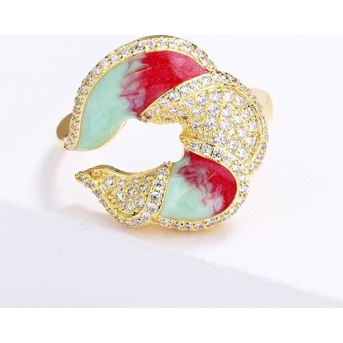 Popular Exquisite 925 Silver Epoxy Enamel White Zircon Ring For Women Birthday Party Engagement Fashion Jewelry Gift