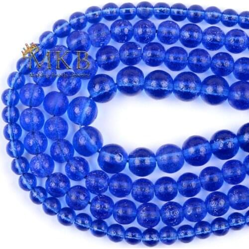 6 8 10mm Matte Dark Blue Glass Crystal Round Stone Beads For Jewelry Making Diy Charms Bracelet Necklace Accessories 15inchces