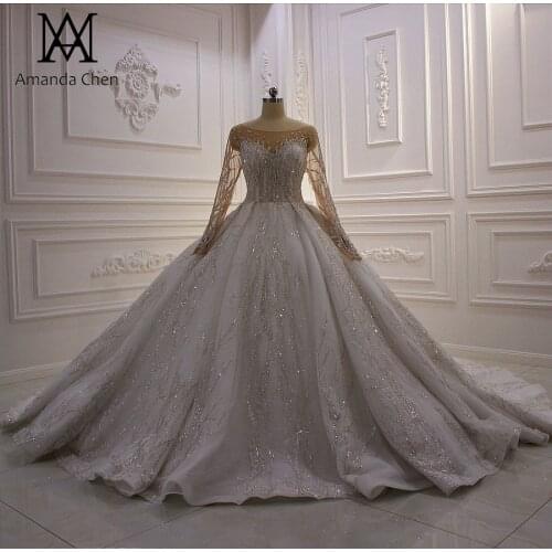 Abiti da sposa Long Sleeve Lace Appliqued Wedding dress