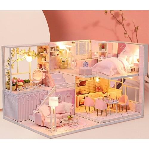 Diy Doll Houses Mini Dollhouse Building Kits Miniature Furniture Little House Wooden Toys Doll House Accessories Birthday Gifts