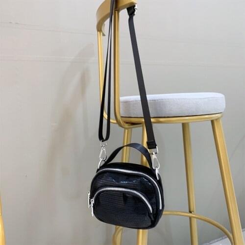 Small bag womens 2021 new bamboo sequined messenger bag simple solid color shoulder carrying coin purse mobile phone bag