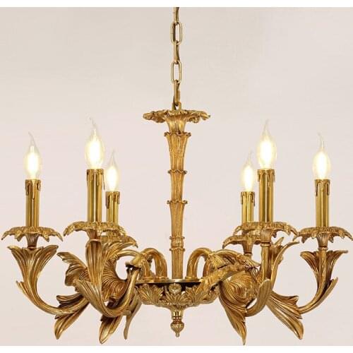 European Style Retro Villa Palace Hotel Living Room Dining Room Bedroom 6 Heads/8 Heads Copper Pendatn Lamps