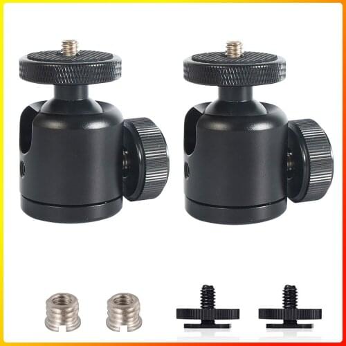 2 Pack Mini Tripod Ball Head 360° Rotatable with 1/4" Hotshoe Adapter for DSLR Cameras HTC Vive Tripods Monopods Camcorder Light