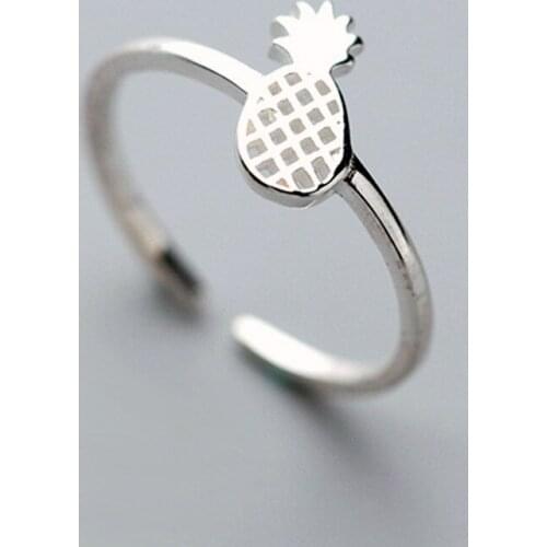 Fashion Simple Silver Color Hollow Pineapple Rings Summer Beach Party Adjustable Ring Womens Fine Jewelry Accessories