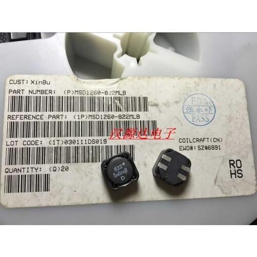 MSD1260-822MLB Coupled Inductors MSD1260 Low DCR 8.2 uH 20 % 3.72 A 12*12*6MM 8.2UH 8.55A