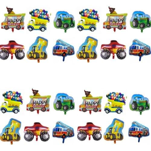 Cartoon Car Balloons Fire Truck Car Train Tractor Ice Foil Balloon Childrens Birthday Decoration Kids Toy Babay Shower boy girl