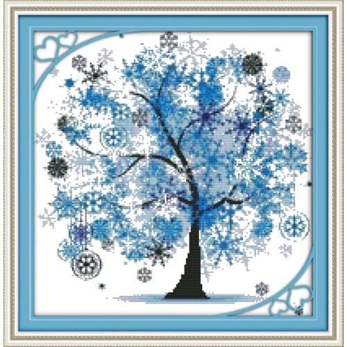 Happy tree (4) cross stitch kit 14ct 11ct count printed canvas stitching embroidery DIY handmade needlework