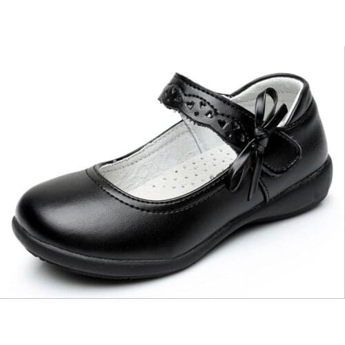 Girls Leather Shoes 2018 New Party Shoes For Girls Flower Wedding Children Single Student Princess Girls Shoes size 26-37