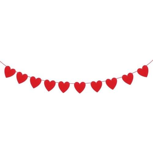 Hanging Decor Red Love Heart Bunting Banners Garland Wedding Birthday Bridal Shower Marriage Romantic Decorations