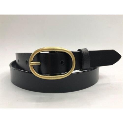 New Good Quality Women Belt Genuine Leather Gold Pin Buckle Belt Retro Luxury Cowhide Strap for Female Dress Jeans Fashion Belt