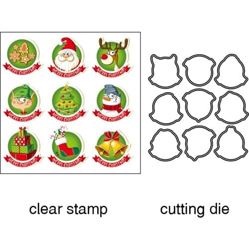 AZSG Christmas Santa Claus Tree Deer Cutting Dies Clear Stamps For Scrapbooking DIY Clip Art / Album Decoration Stamps Crafts