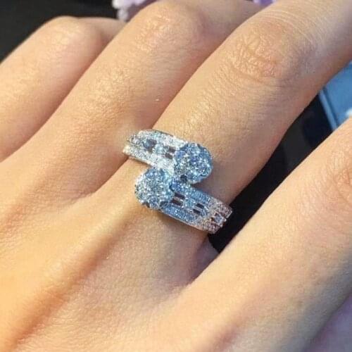 Silver Color Rings with Bling Zircon Stone Vintage Fashion Jewelry Wedding Engagement Ring 2021