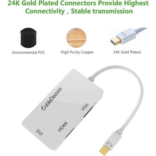 Thunderbolt2 hub mini displayport to hdmi vga dvi Multi-port adapter Converter Cable for Apple MacBook Air Pro dell surface