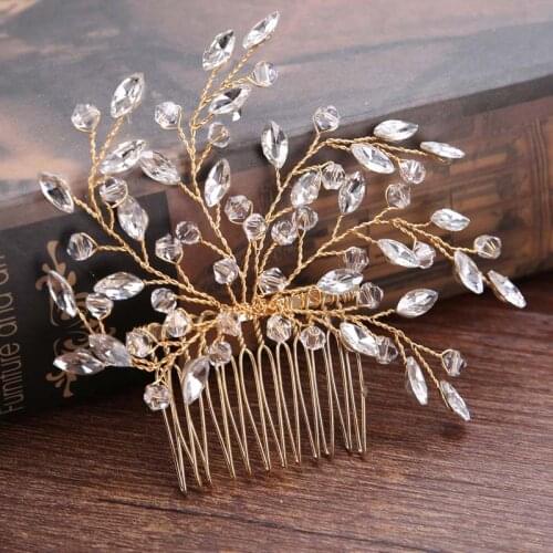FORSEVEN Bridal Hair Pins Women Crystal Pearl Hair Combs Vintage Style Gold/Silver Color Wedding Hair Jewelry Accessories