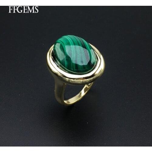 FFGems Natural Malachite Rings Sterling Real 925 Silver Gemstone Fine Jewelry Women Engagement Wedding Gift