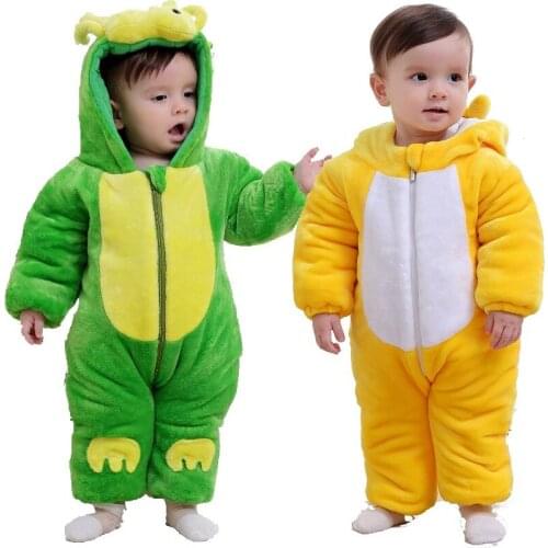 Cartoon Baby Boy Winter Fleece Clothes Dragon Costumes For Baby Romper Newborn Overall Infant Hoodies Jacket Jumpsuit Chick Coat