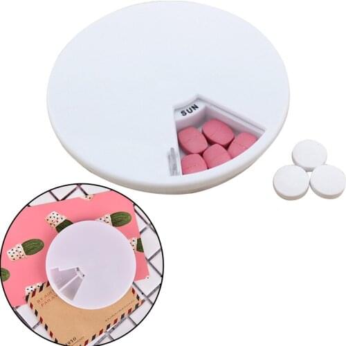 1pc Organizer Round Tablet Pill Holder Drug Organizer Medicine Storage Pill Cases Mini Pill Box 7 Days Weekly