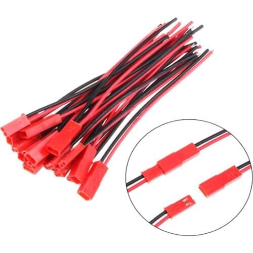 20pcs New 2 Pin Connector Male Female JST Plug Cable 22 AWG Wire For RC Battery Helicopter DIY LED Lights Decoration