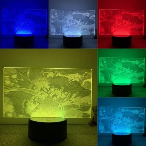 3D Nightlight Animated Real Ver. Midoriya Fighting Bakugou My Hero Academia Action Figure 7 Colors Touch Illusion Lamp Gift Mode
