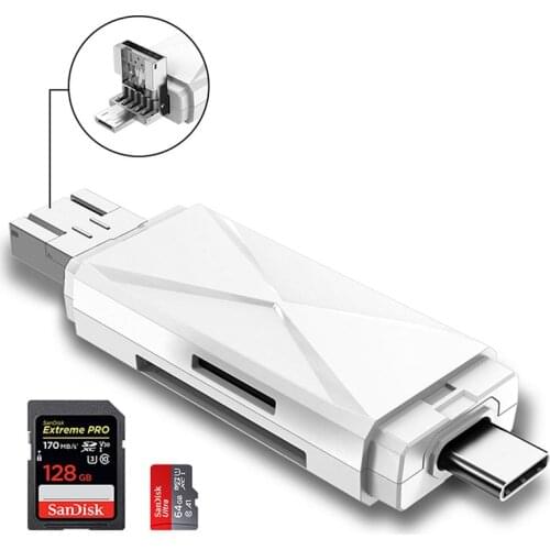 Android Micro USB OTG Mobile Phone Card Reader SD / TF Card Multifunctional Three in One Reader Type-C