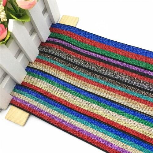 Glitter Elastic Band 25mm Nylon Colorful Stripe Webbing Waist Band Rubber DIY Craft Supply for Belt Bag Skirt Pants Decortion 1M
