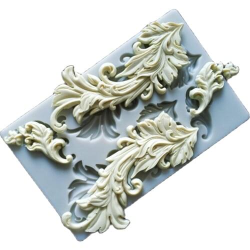 Large Cake Mold Retro Flourish Leaf Fondant Cutter Cake Sugarcraft Chocolate Molds Lace Mat Baking K371