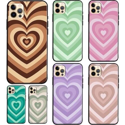 Latte Love Brown Heart Aesthetic Case For iPhone 12 Pro Max 12 Mini X XR XS Max 7 8 Plus SE 2020 11 Pro Max Phone Cover