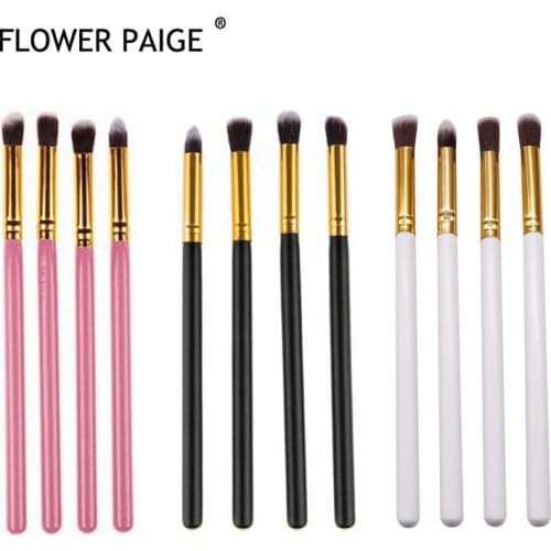 FLOWER PAIGE Eyeshadow Makeup Brushes Soft Natural Animal Hair Wood Handle Eye Shadow Make Up Brush Set With Bag Cosmetic Tool
