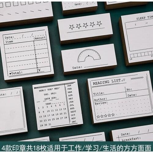 Handbook function Record/time/daily/challenge DIY wooden rubber stamps for scrapbooking stationery decorative Office Supplie set