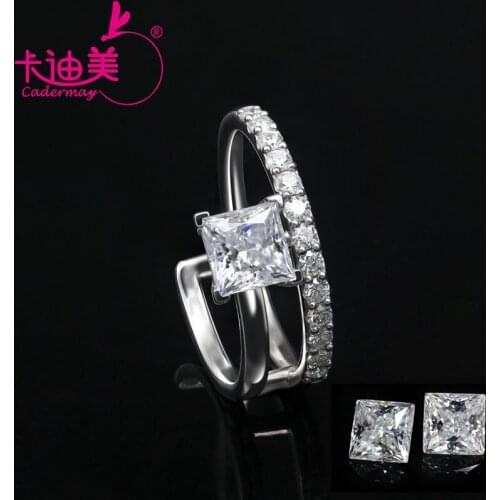 CADERMAY Trendy Moissanite 18K Gold Ring AU750 5.5x5.5mm Princess Moissanite Diamond Ring Women Luxury Engagement Gold Ring