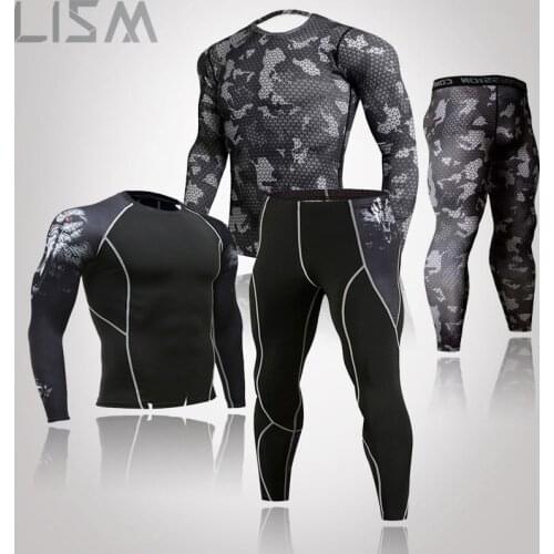 Wolf Head MMA Compression Suit Sportswear Mens Sports Jogging Suit Rash Protective Clothing Gym Clothing Mens Fitness Workout