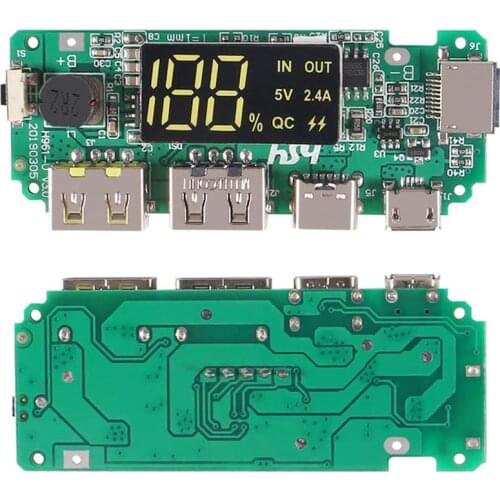 Lithium Battery Charger Board LED Dual USB 5V 2.4A Micro/Type-C USB Mobile Power Bank 18650 Charging Module Circuit Protection