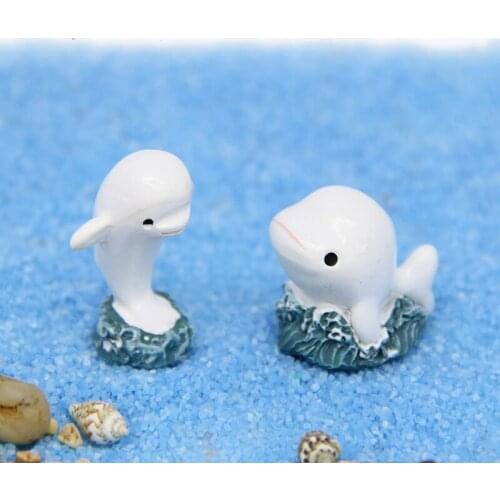Micro landscape decoration Mediterranean style Aegean Sea Mini white dolphin dolphin simulation aquarium ornaments