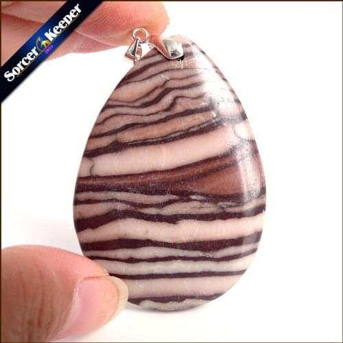 Fashion Crystal Quartz Pendant Necklace Natural Red Zebra Agates Stone Necklaces For Men Vintage Colares Femininos WS314