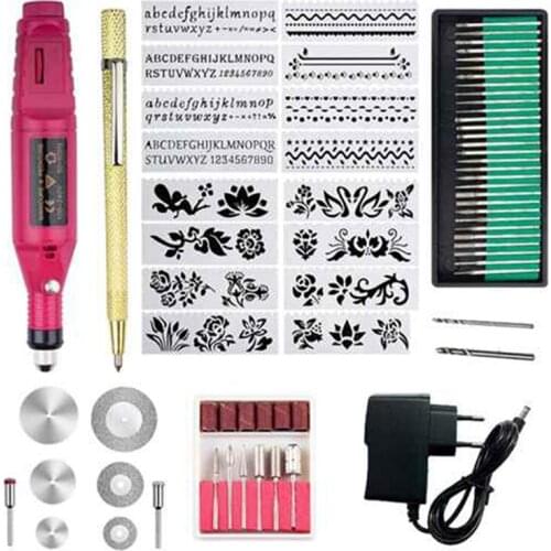 Engraving Tool Kit, Multi-Function Electric Engraver Pen Diy Rotary Tool for Jewellery Glass Ceramic Wood EU Plug