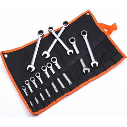 12pcs Hexagon Ratchet Wrench Set 8-19MM Metric Double End Wrench Chrome Vanadium Steel Hand Tool Set
