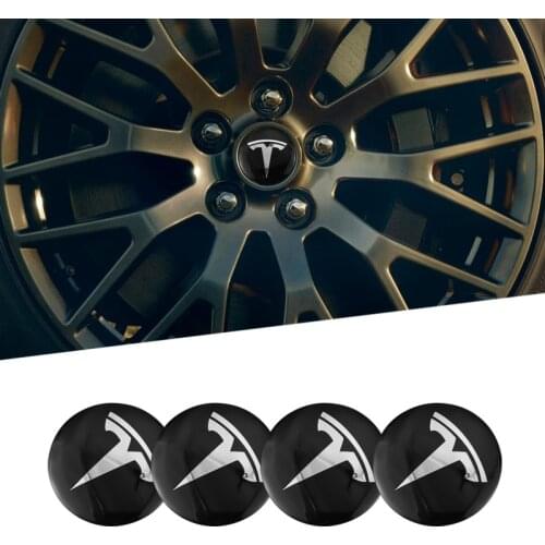 1Set Car Wheel Stickers 56mm Auto Center Hub Cap Decal Accessories For Tesla Model 3 Model X Model S