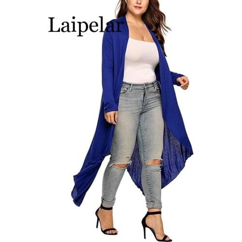 Laipelar 2019 Autumn New Large Size Women Clothing Solid Color Long-Sleeve Irregular Cardigan Coat Women
