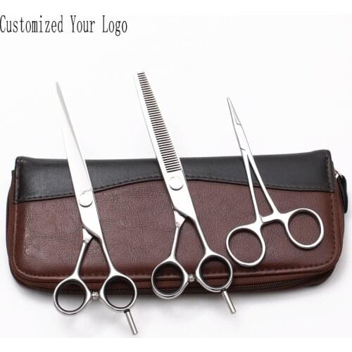 7" 19.5cm 440C Customized Logo Straight Shears Thinning Shears Animal Scissors Professional Grooming Scissors Pet Scissors C1021
