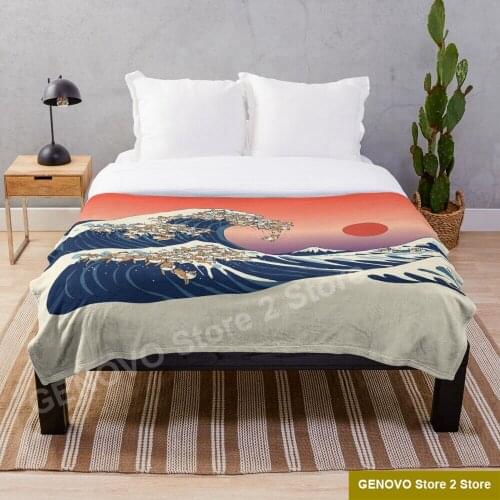 The Great Wave of Shiba Inu Throw Blanket Blanket Throws on Bed/Crib/Couch 150x200CM adult Baby Girls Boys Kids Gift Christmas
