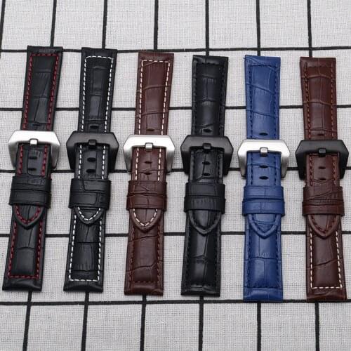 22 24 26mm crocodile pattern waterproof leather Pin Buckle watchband Watch Accessories watch For Panerai PAM 393/616/321 Strap