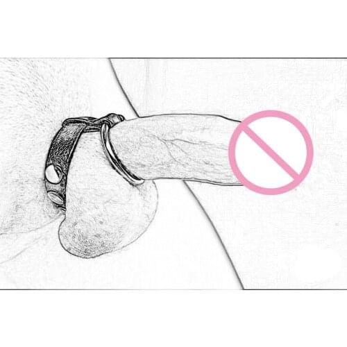 Sexy Leather Penis Attachment Cock Ring Sex Toys for Men Gay Delayed Ejaculation Metal Penisring Silicone Cockring Adult Product