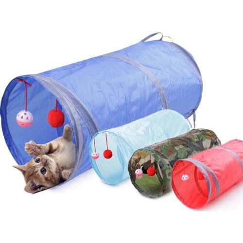Cat Tunnel Toy Funny Pet 2 Holes Play Tubes Balls Collapsible Crinkle Kitten Toys Puppy Ferrets Rabbit Play Dog Channel Tubes