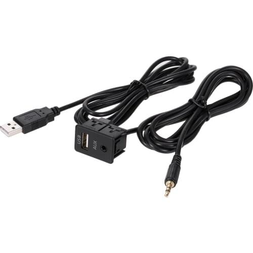 100cm Car Dash Flush Mount USB Port Panel Auto Boat 3.5mm AUX USB Extension Cable Adapter Replacement for Volkswagen Toyota