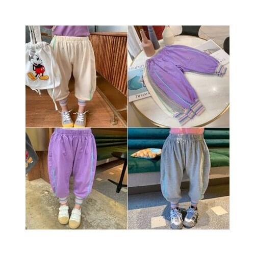 2020 Spring Autumn Baby Girl Casual Pants Childrens Loose Striped Harem Pants Kids Boys Trousers Childrens Clothing 2-9 Years