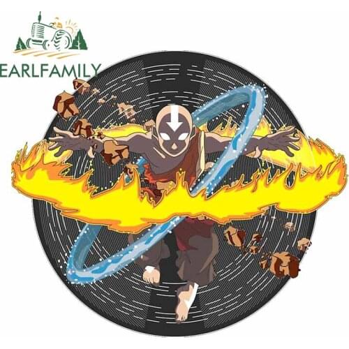 EARLFAMILY 13cm x 11.4cm for Aang Avatar The Last Airbender Car Stickers Fine Motocycle Helmet Tuning Decal VAN Vinyl Car Wrap