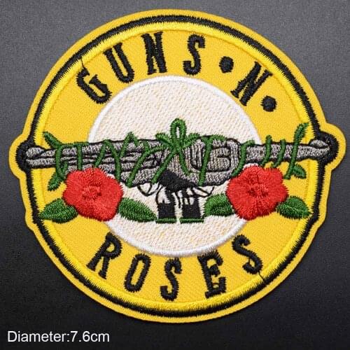 Guns N Roses Music Iron On Embroidered Clothes Patches For Clothing Music Band Stickers Garment Wholesale